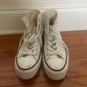 Converse, worn, white